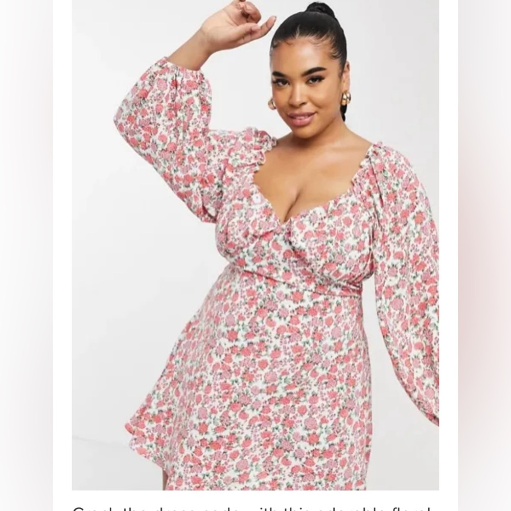 Fashion to figure plus curvy Floral Pink and White Dress size 2X